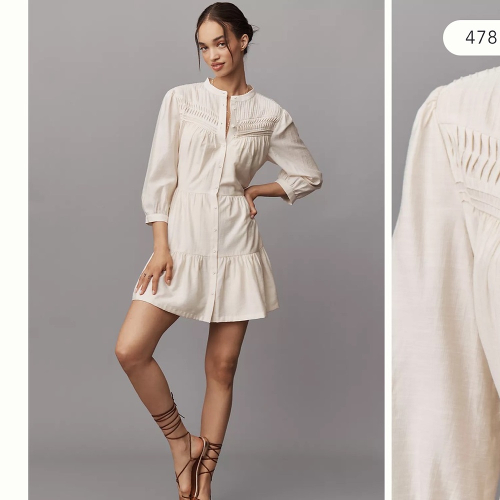 *NWT* PAIGE Fiume Linen Blend Tiered Mini Dress, size M